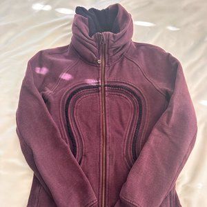 Lululemon Scuba Full Zip Gathered Neck Women's 2 Plum Purple Sweatshirt
